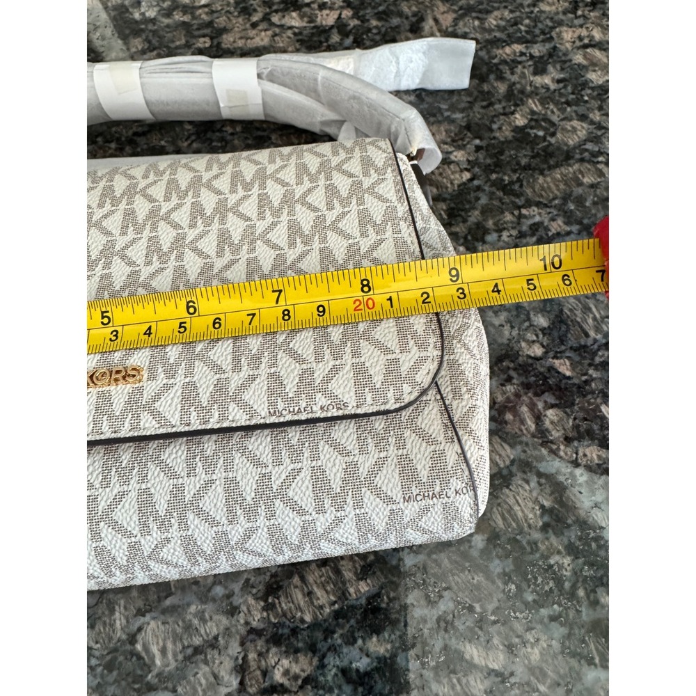 Michael Kors Jet Set Travel Pouchette Crossbody Bag Vanilla MK Signature purse - Picture 6 of 8